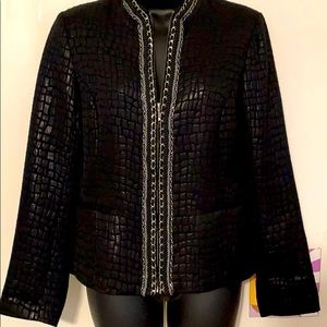 Chico’s Black Croc Embossed Nehru Jacket